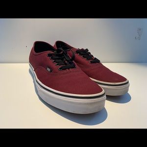 WORN ONCE Maroon Vans Canvas Authentic Sneakers